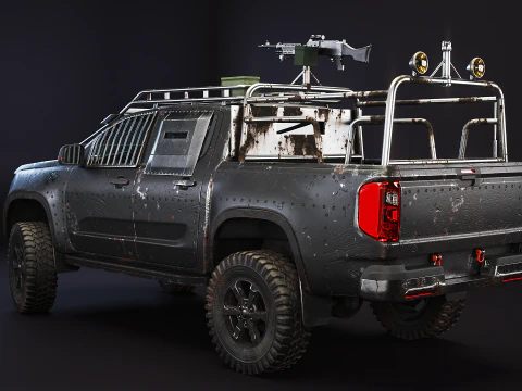 Black Apocalypse Pickup Truck 3D Model