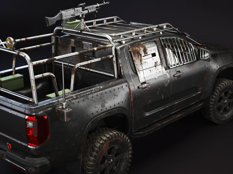 Black Apocalypse Pickup Truck 3D Model