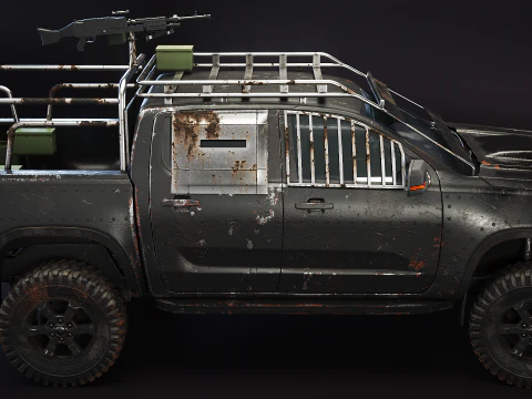 Black Apocalypse Pickup Truck 3D Model