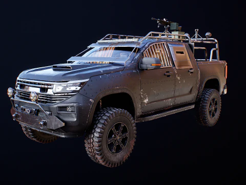 Black Apocalypse Pickup Truck 3D Model