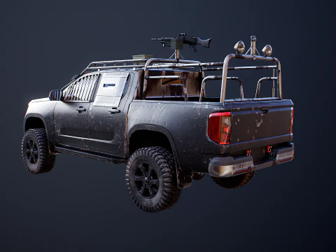Black Apocalypse Pickup Truck 3D Model