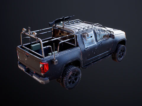 Black Apocalypse Pickup Truck 3D Model