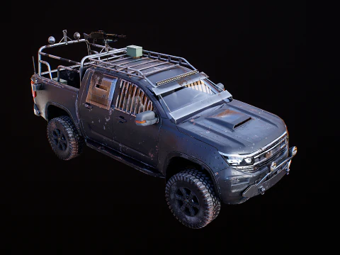 Black Apocalypse Pickup Truck 3D Model