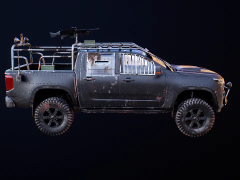 Black Apocalypse Pickup Truck 3D Model