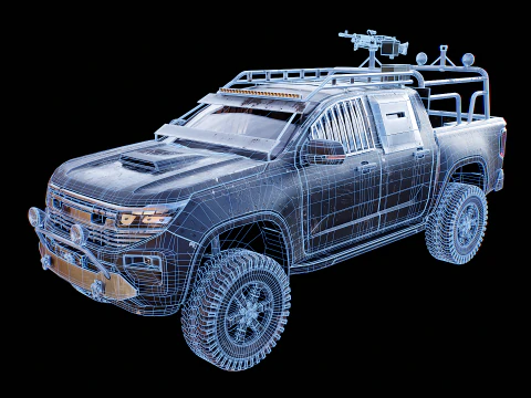 Black Apocalypse Pickup Truck 3D Model