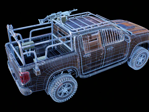 Black Apocalypse Pickup Truck 3D Model
