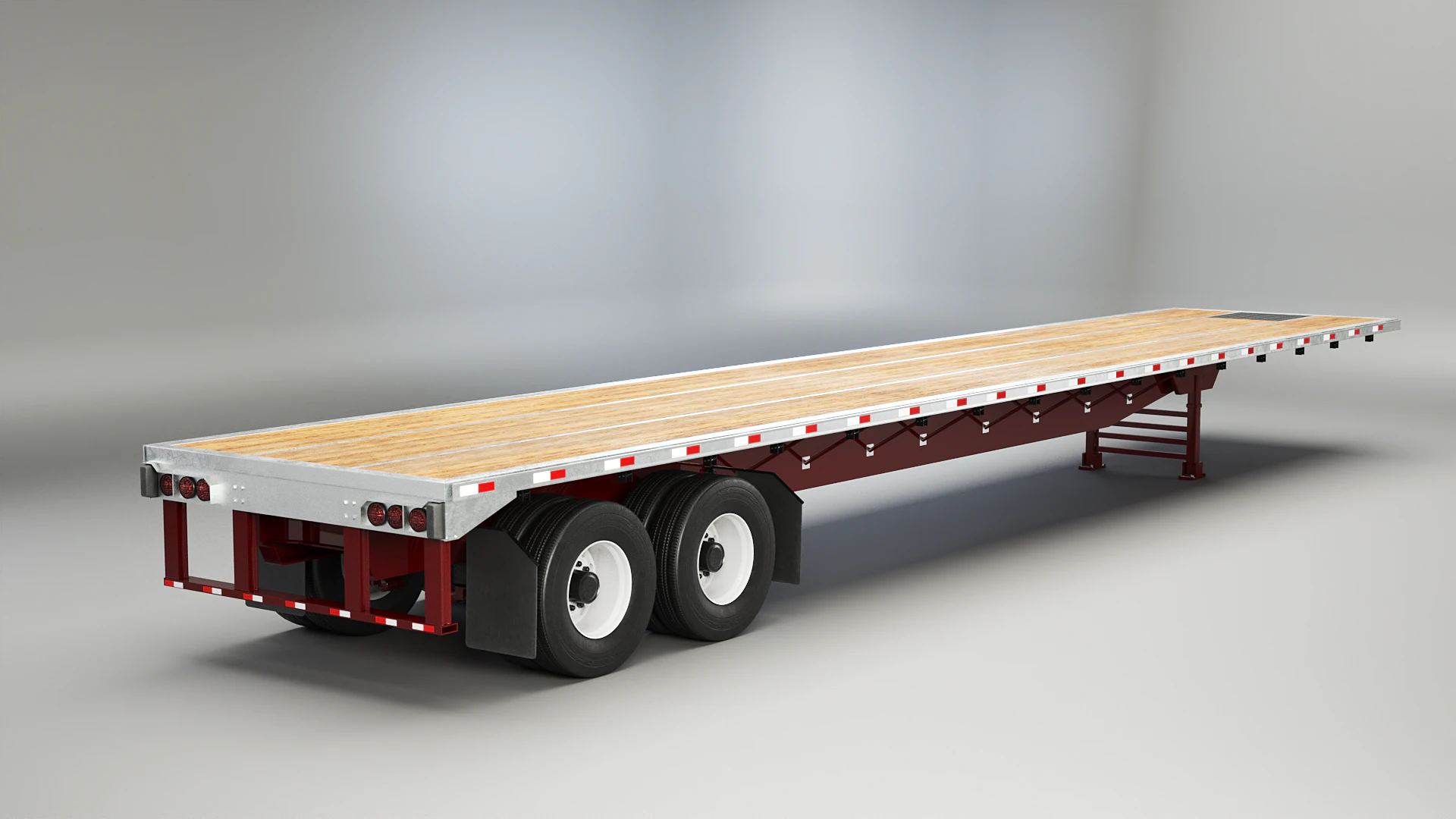 Flatbed Semi-Truck Trailer 3D Model .c4d .max .obj .3ds .fbx .stl .blend 