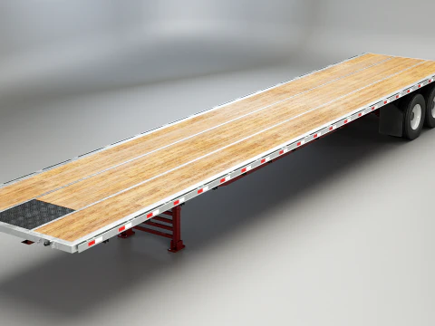 Flatbed Semi-Truck Trailer 3D Model