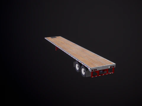 Flatbed Semi-Truck Trailer 3D Model