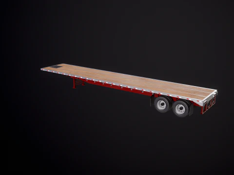 Flatbed Semi-Truck Trailer 3D Model