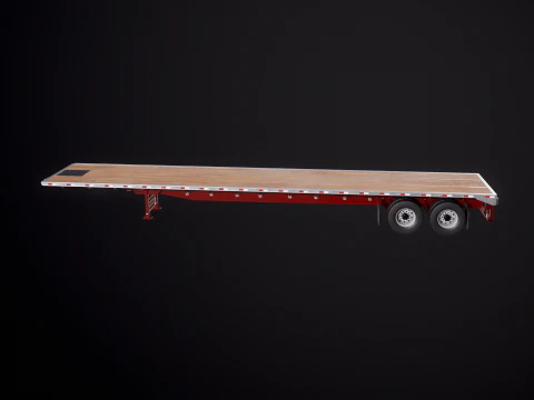 Flatbed Semi-Truck Trailer 3D Model