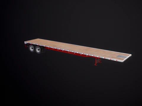 Flatbed Semi-Truck Trailer 3D Model