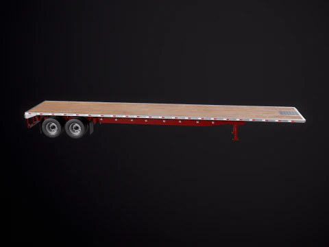 Flatbed Semi-Truck Trailer 3D Model