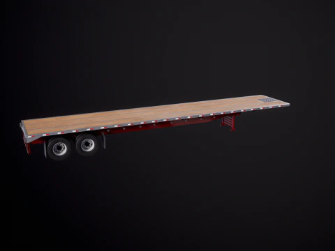 Flatbed Semi-Truck Trailer 3D Model