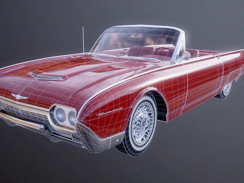 Тандерберд 1961 Кабриолет 3D Модель