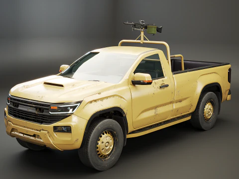 G&eacute;n&eacute;rique Pickup Militaire Arm&eacute; Desert Camo Modèle 3D