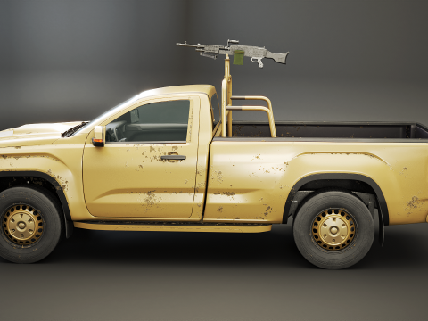 Pickup militare generico armato nel deserto mimetico Modello 3D