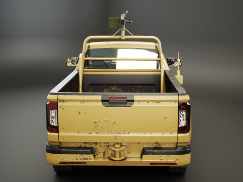 Pickup militare generico armato nel deserto mimetico Modello 3D