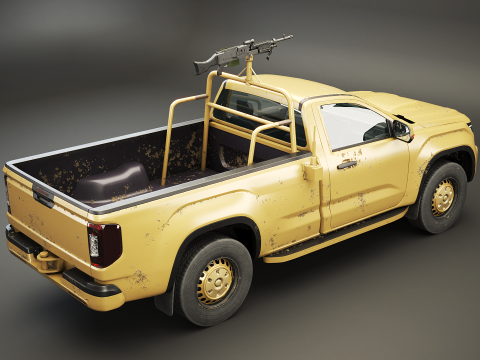 Pickup militare generico armato nel deserto mimetico Modello 3D