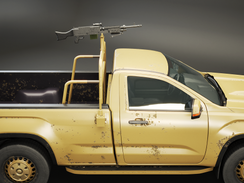 Pickup militare generico armato nel deserto mimetico Modello 3D