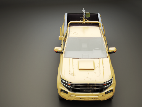 Pickup militare generico armato nel deserto mimetico Modello 3D