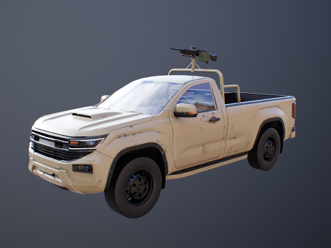 Pickup militare generico armato nel deserto mimetico Modello 3D