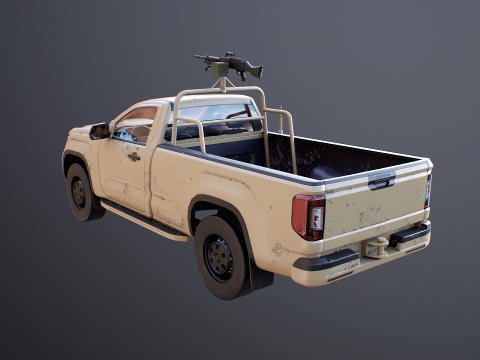 Pickup militare generico armato nel deserto mimetico Modello 3D