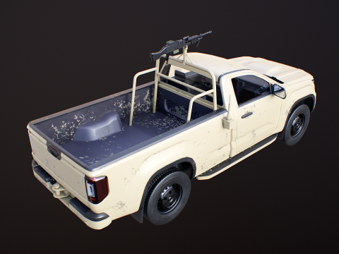 Pickup militare generico armato nel deserto mimetico Modello 3D