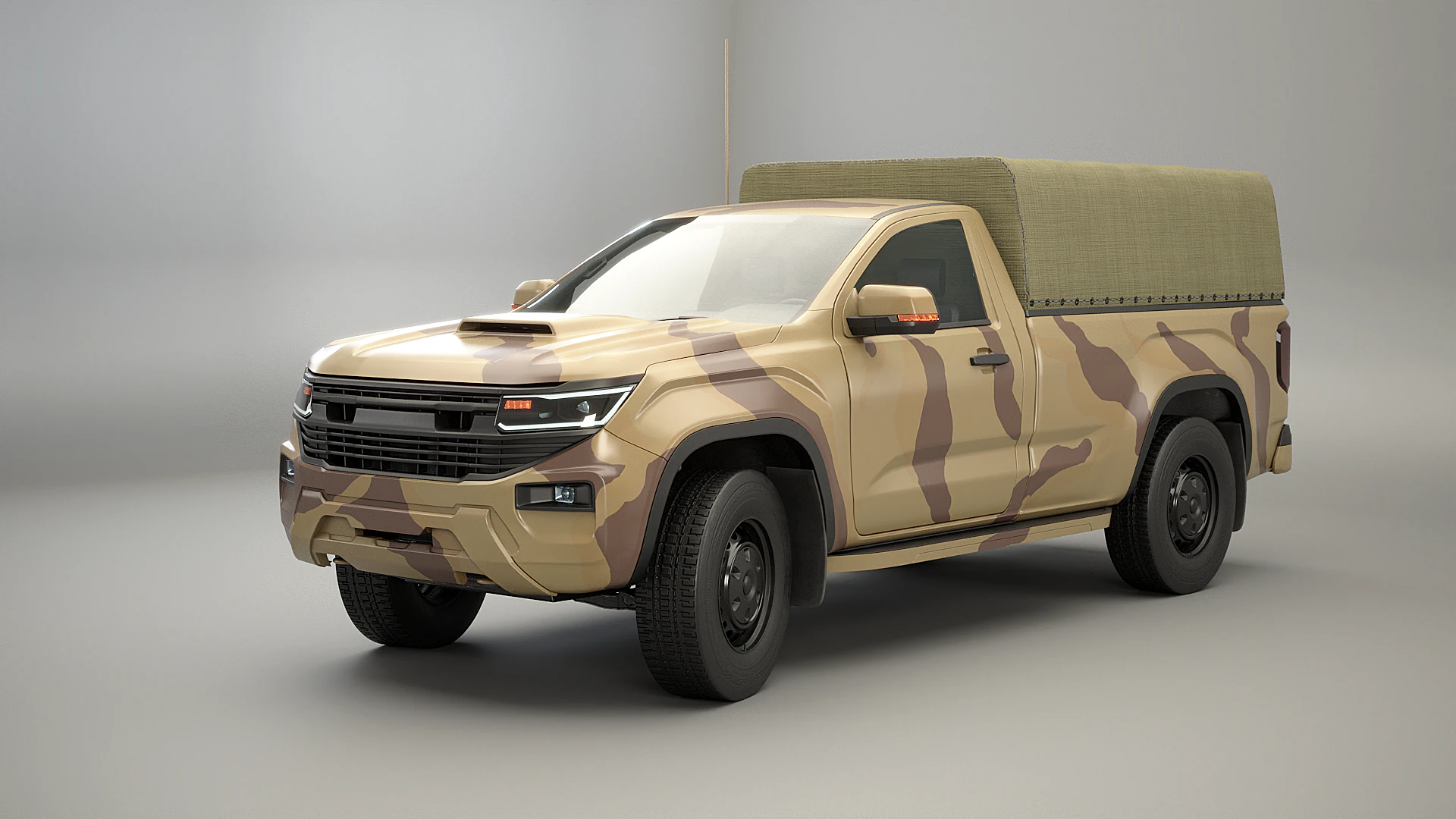 Generic Military Tactical Pickup Desert Camo 3D Model .c4d .max .obj .3ds .fbx .stl .blend 