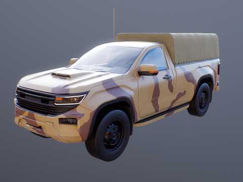 Pickup tattico militare generico Desert Camo Modello 3D
