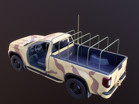 Pickup tattico militare generico Desert Camo Modello 3D