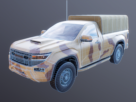 Pickup tattico militare generico Desert Camo Modello 3D