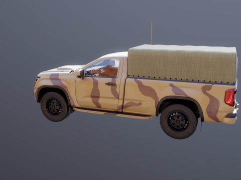 Pickup tattico militare generico Desert Camo Modello 3D