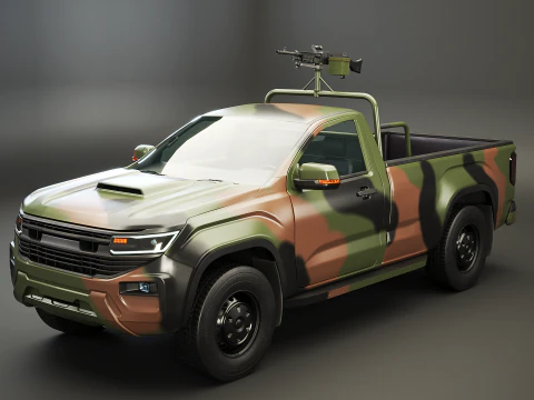 G&eacute;n&eacute;rique Pickup Tactique Militaire Arm&eacute; Modèle 3D