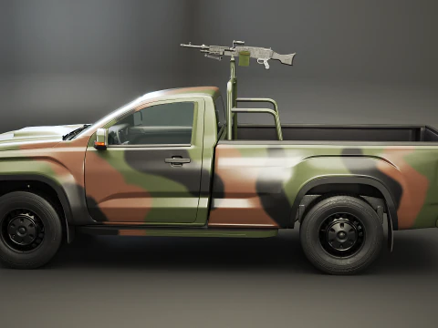 Generic Military Tactical Pickup Armed 3D Model