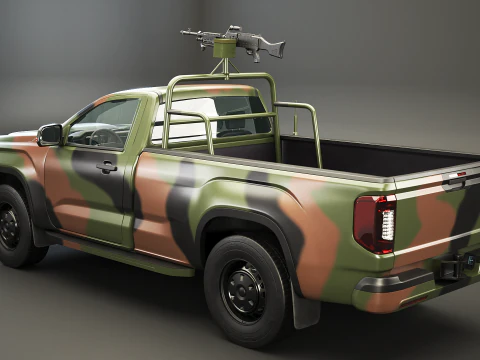 Generic Military Tactical Pickup Armed 3D Model