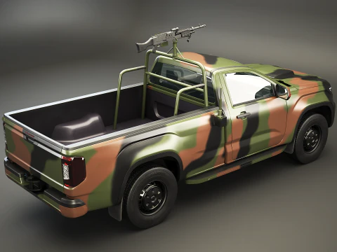 Generic Military Tactical Pickup Armed 3D Model