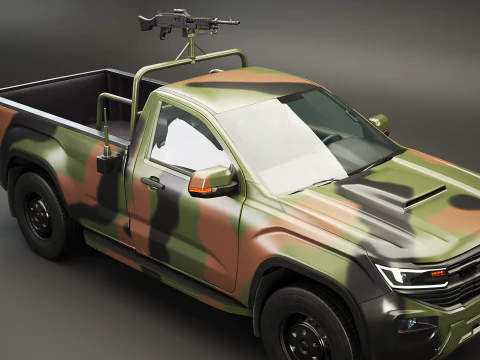Generic Military Tactical Pickup Armed 3D Model