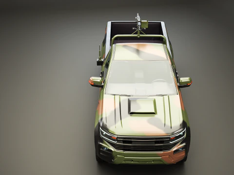 Generic Military Tactical Pickup Armed 3D Model