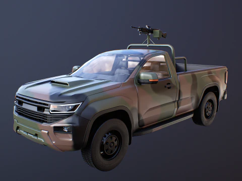 Generic Military Tactical Pickup Armed 3D Model