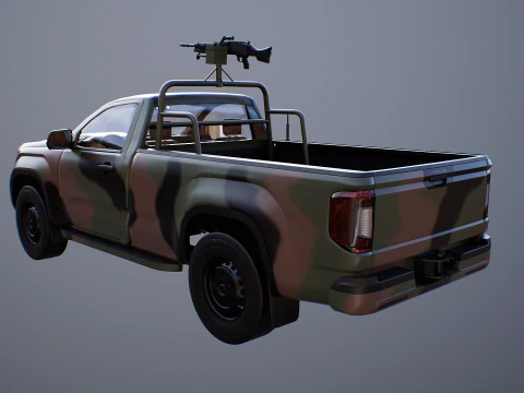 Generic Military Tactical Pickup Armed 3D Model