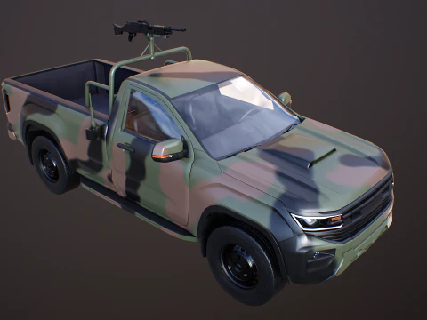 Generic Military Tactical Pickup Armed 3D Model