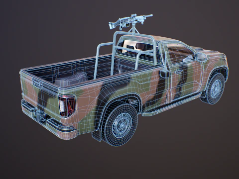 Generic Military Tactical Pickup Armed 3D Model
