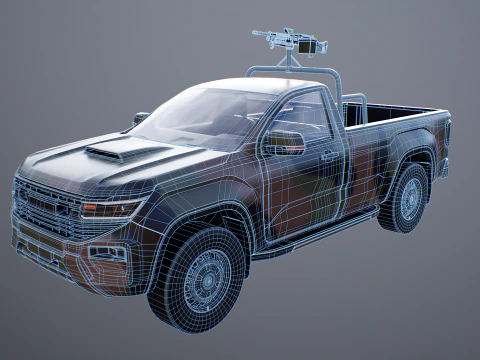 Generic Military Tactical Pickup Armed 3D Model