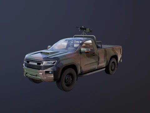 Generic Military Tactical Pickup Armed 3D Model