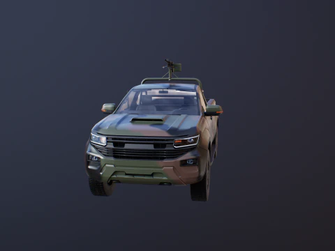 Generic Military Tactical Pickup Armed 3D Model