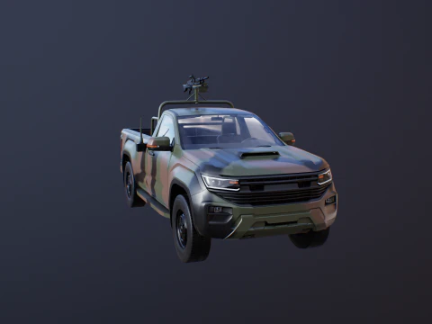 Generic Military Tactical Pickup Armed 3D Model