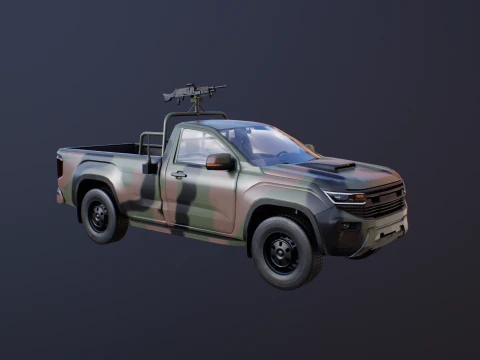 Generic Military Tactical Pickup Armed 3D Model