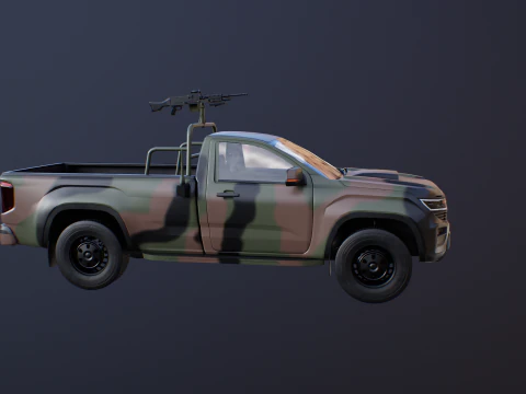 Generic Military Tactical Pickup Armed 3D Model