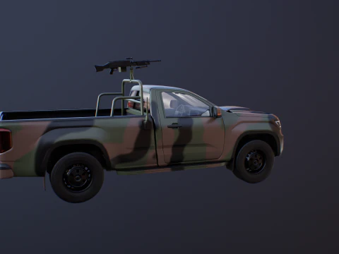 Generic Military Tactical Pickup Armed 3D Model